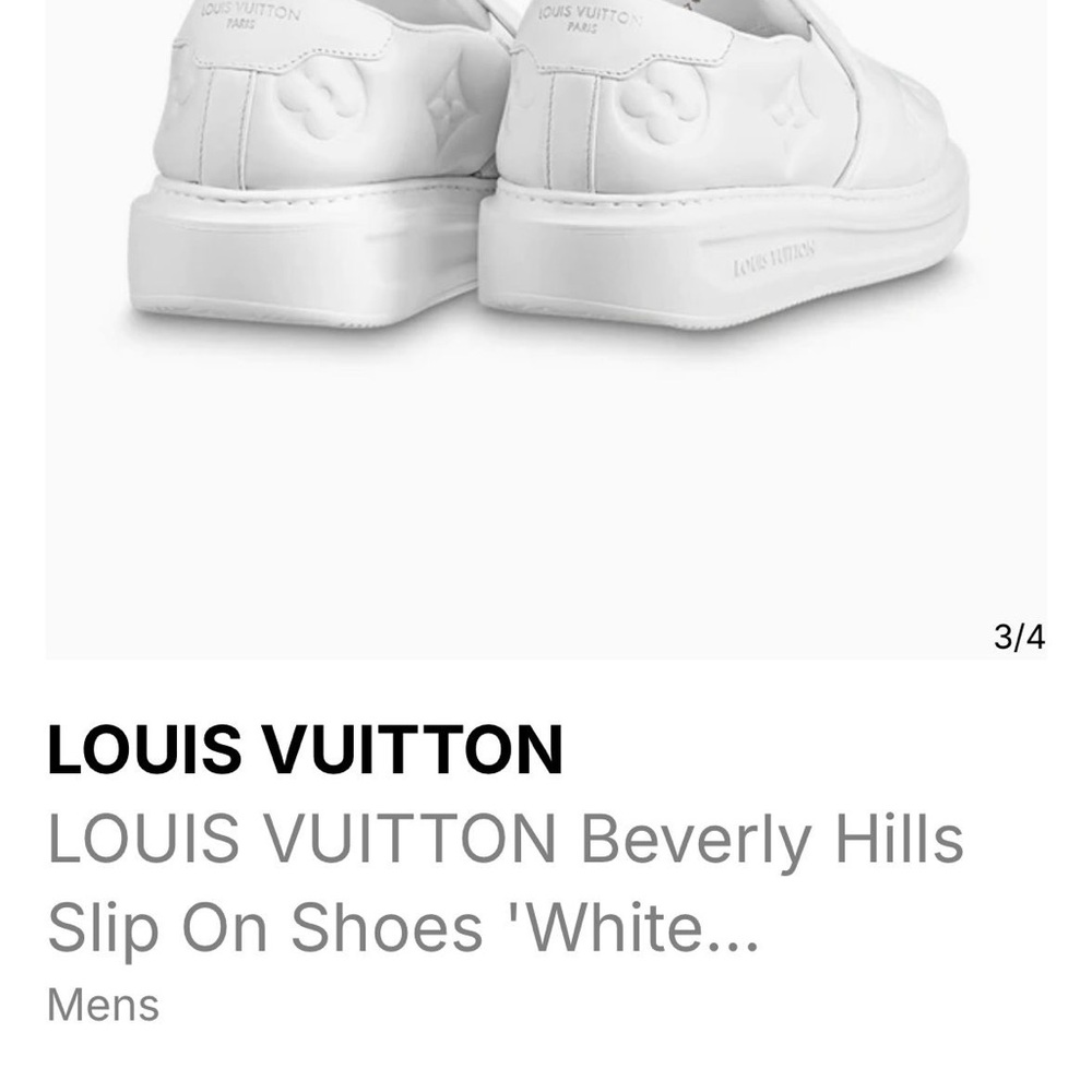 Louis Vuitton White Embossed Slip-On Sneakers for sale - Picture 4 of 6